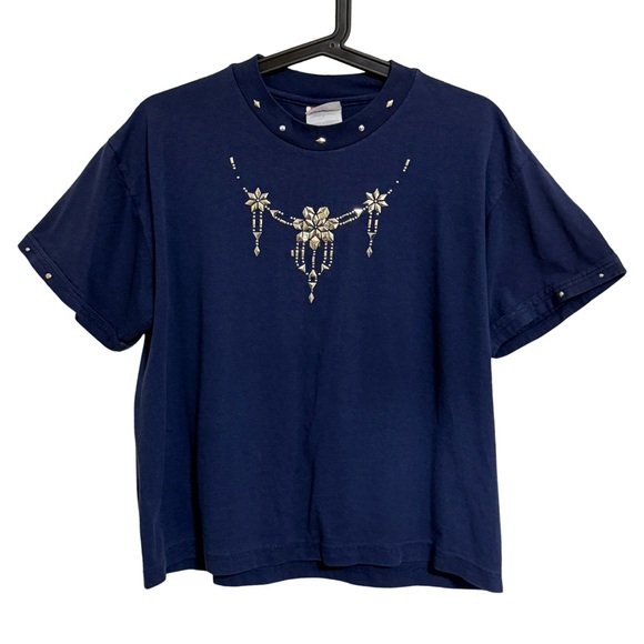 Vintage 90s embellished crop tee - Picture 1 of 6